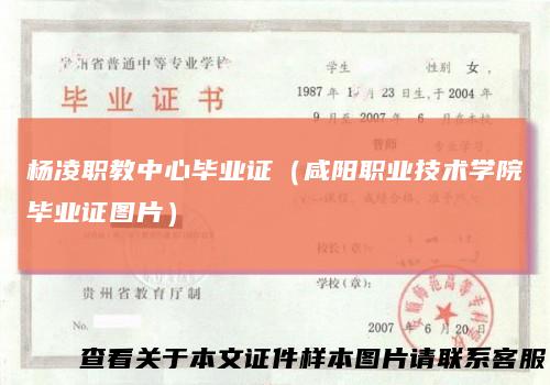 杨凌职教中心毕业证(咸阳职业技术学院毕业证图片)