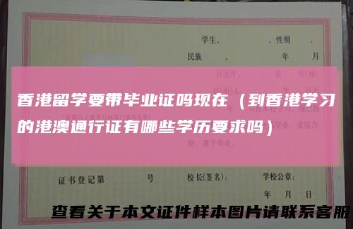 香港留学要带毕业证吗现在（到香港学习的港澳通行证有哪些学历要求吗）