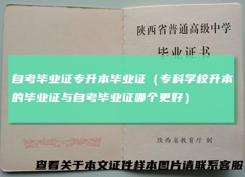自考毕业证专升本毕业证（专科学校升本的毕业证与自考毕业证哪个更好）