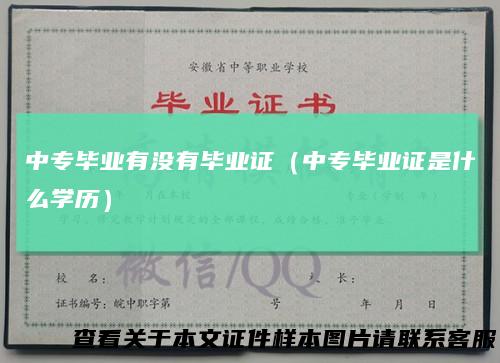 中专毕业有没有毕业证（中专毕业证是什么学历）