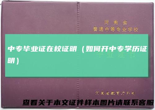 中专毕业证在校证明（如何开中专学历证明）