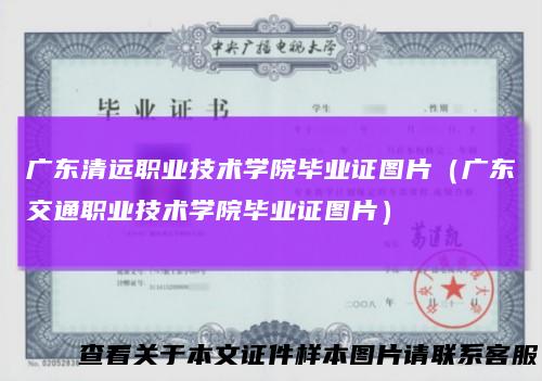 广东清远职业技术学院毕业证图片(广东交通职业技术学院毕业证图片)