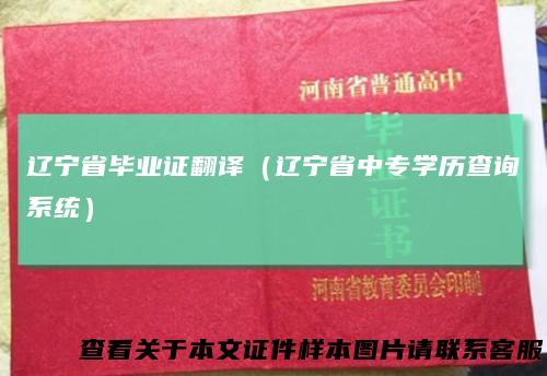 辽宁省毕业证翻译（辽宁省中专学历查询系统）