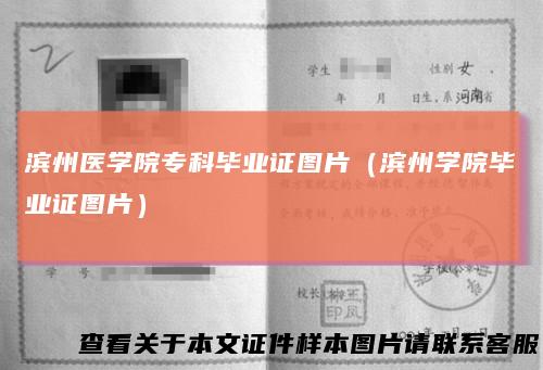 滨州医学院专科毕业证图片(滨州学院毕业证图片)