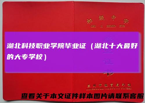 湖北科技职业学院毕业证（湖北十大最好的大专学校）