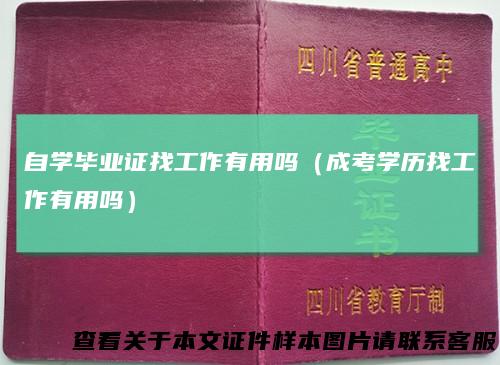 自学毕业证找工作有用吗（成考学历找工作有用吗）