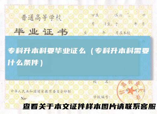 专科升本科要毕业证么（专科升本科需要什么条件）