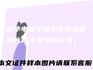 新华电脑学校中专毕业证图片(中专学历证书)
