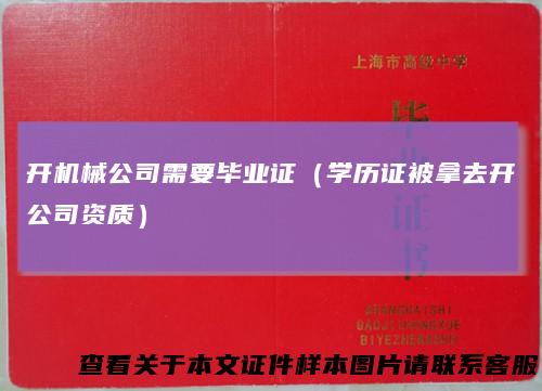 开机械公司需要毕业证(学历证被拿去开公司资质)