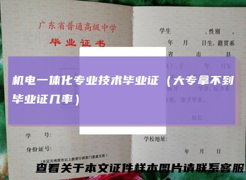 机电一体化专业技术毕业证（大专拿不到毕业证几率）