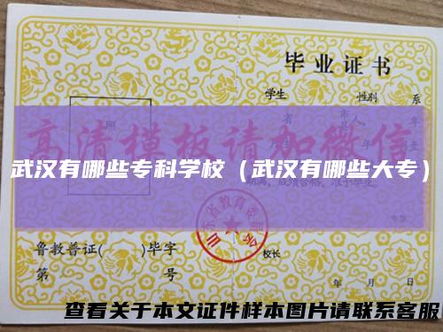 武汉有哪些专科学校（武汉有哪些大专）