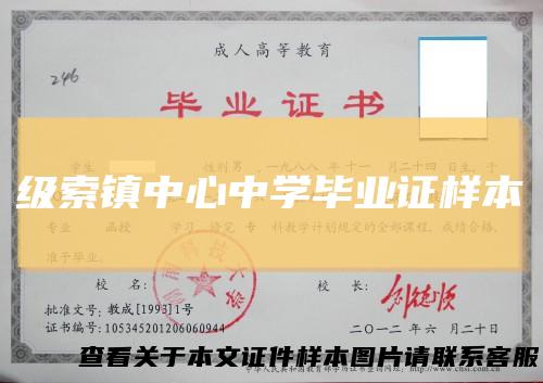 级索镇中心中学毕业证样本