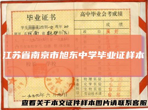 江苏省南京市旭东中学毕业证样本