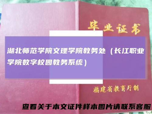 湖北师范学院文理学院教务处(长江职业学院数字校园教务系统)