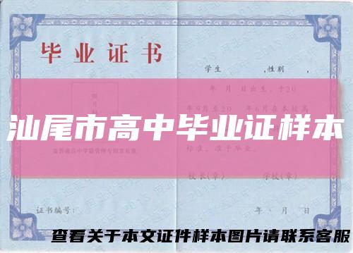 汕尾市高中毕业证样本
