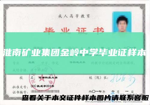 淮南矿业集团金岭中学毕业证样本