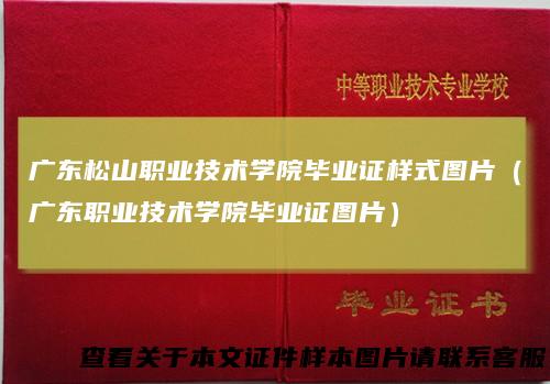 广东松山职业技术学院毕业证样式图片(广东职业技术学院毕业证图片)