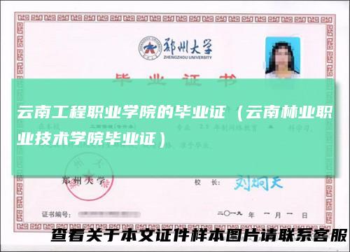云南工程职业学院的毕业证（云南林业职业技术学院毕业证）