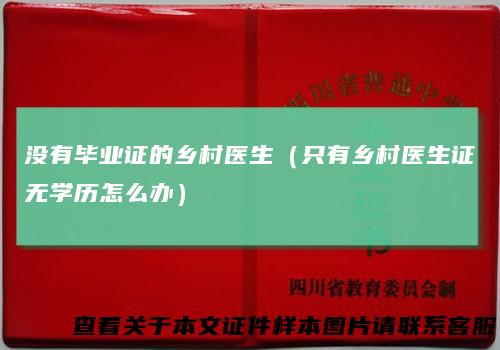 没有毕业证的乡村医生(只有乡村医生证无学历怎么办)