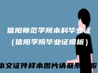信阳师范学院本科毕业证（信阳学院毕业证模板）