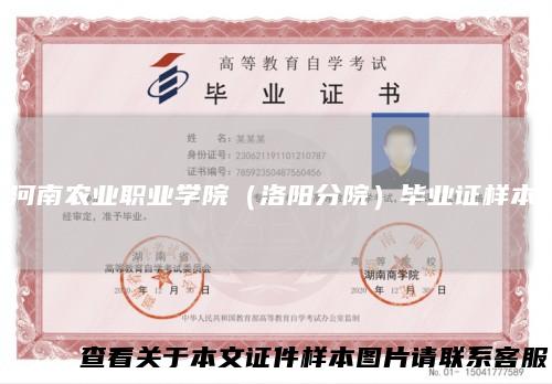 河南农业职业学院（洛阳分院）毕业证样本