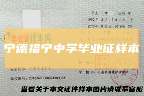 宁德福宁中学毕业证样本