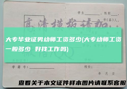 大专毕业证男幼师工资多少(大专幼师工资一般多少好找工作吗)