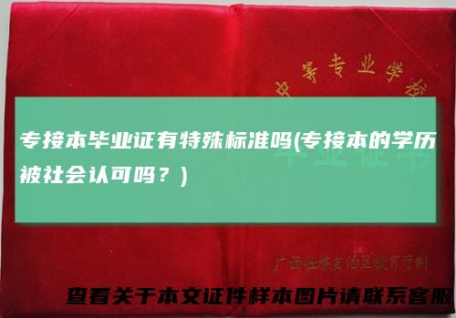 专接本毕业证有特殊标准吗(专接本的学历被社会认可吗?)