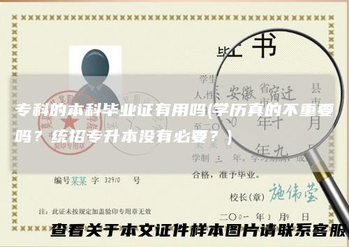 专科的本科毕业证有用吗(学历真的不重要吗？统招专升本没有必要？)