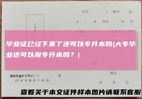 毕业证已经下来了还可以专升本吗(大专毕业还可以报专升本吗？)