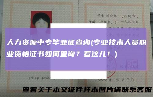 人力资源中专毕业证查询(专业技术人员职业资格证书如何查询？看这儿！)