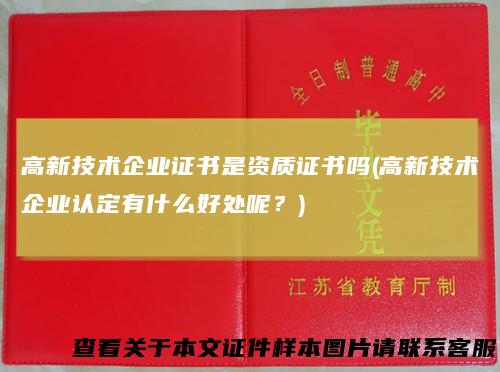 高新技术企业证书是资质证书吗(高新技术企业认定有什么好处呢？)