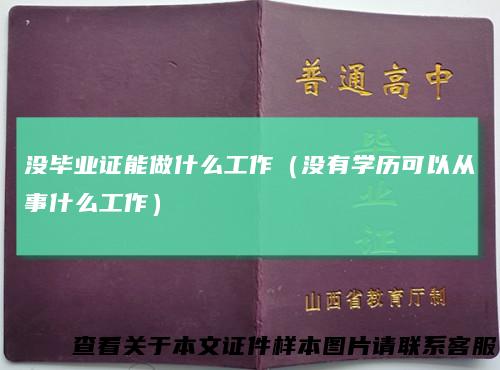 没毕业证能做什么工作(没有学历可以从事什么工作)