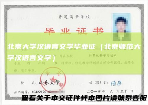 北京大学汉语言文学毕业证(北京师范大学汉语言文学)
