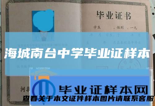 海城南台中学毕业证样本