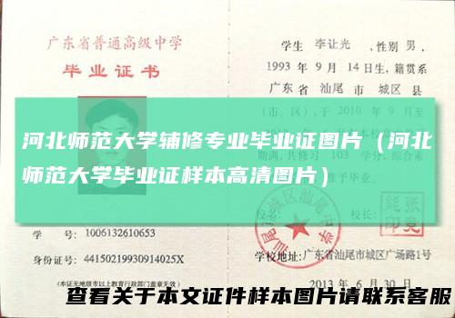 河北师范大学辅修专业毕业证图片（河北师范大学毕业证样本高清图片）