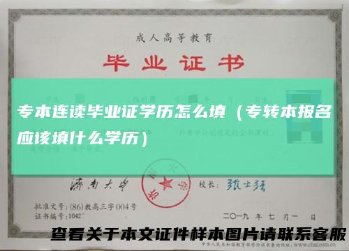 专本连读毕业证学历怎么填（专转本报名应该填什么学历）