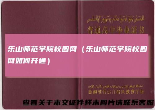 乐山师范学院校园网(乐山师范学院校园网如何开通)