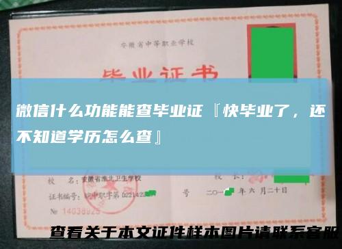 微信什么功能能查毕业证『快毕业了,还不知道学历怎么查』