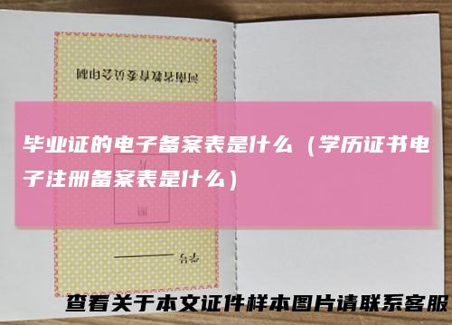 毕业证的电子备案表是什么（学历证书电子注册备案表是什么）