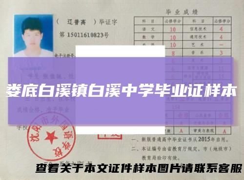 娄底白溪镇白溪中学毕业证样本