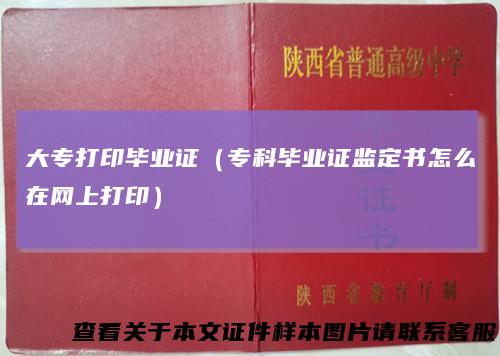 大专打印毕业证(专科毕业证监定书怎么在网上打印)