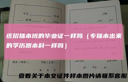 统招插本班的毕业证一样吗（专插本出来的学历跟本科一样吗）