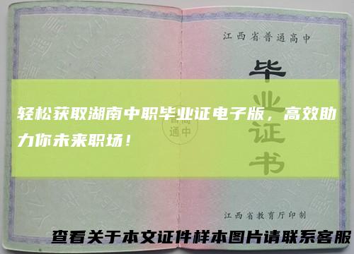 轻松获取湖南中职毕业证电子版，高效助力你未来职场！