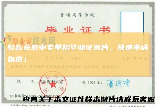 轻松获取中专单招毕业证图片，快速申请指南！