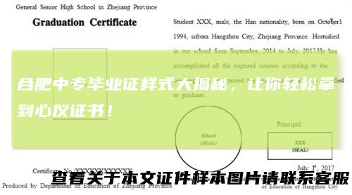 合肥中专毕业证样式大揭秘,让你轻松拿到心仪证书!
