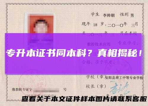 专升本证书同本科?真相揭秘!