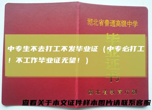 中专生不去打工不发毕业证(中专必打工!不工作毕业证无望!)