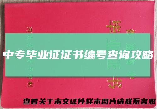 中专毕业证证书编号查询攻略