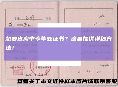 想要查询中专毕业证书？这里提供详细方法！